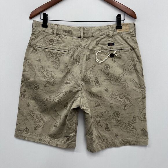 Faherty Mens Chino Shorts All Over Map Print Flat Front Cotton/Spandex NWT Sz 31 - Picture 5 of 7